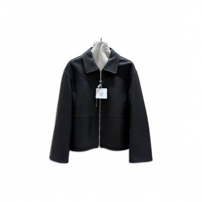 HERMES COLLARED LEATHER JACKET